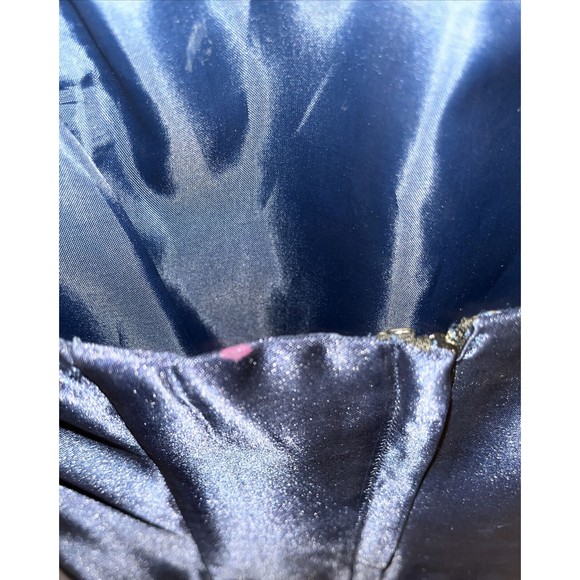 VTG 80s Jessica McClintock Satin Blue Strapless Bubble Mini Dress Sz 1 Formal - Picture 4 of 6